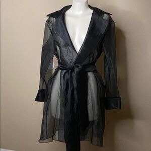 Tadashi Shoji Black Sheer tie front Jacket coat wrap OS 🖤🖤